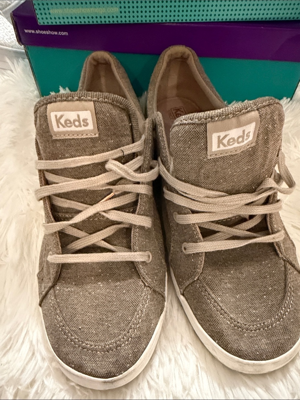 Keds Tan Canvas Lace-Up Sneakers